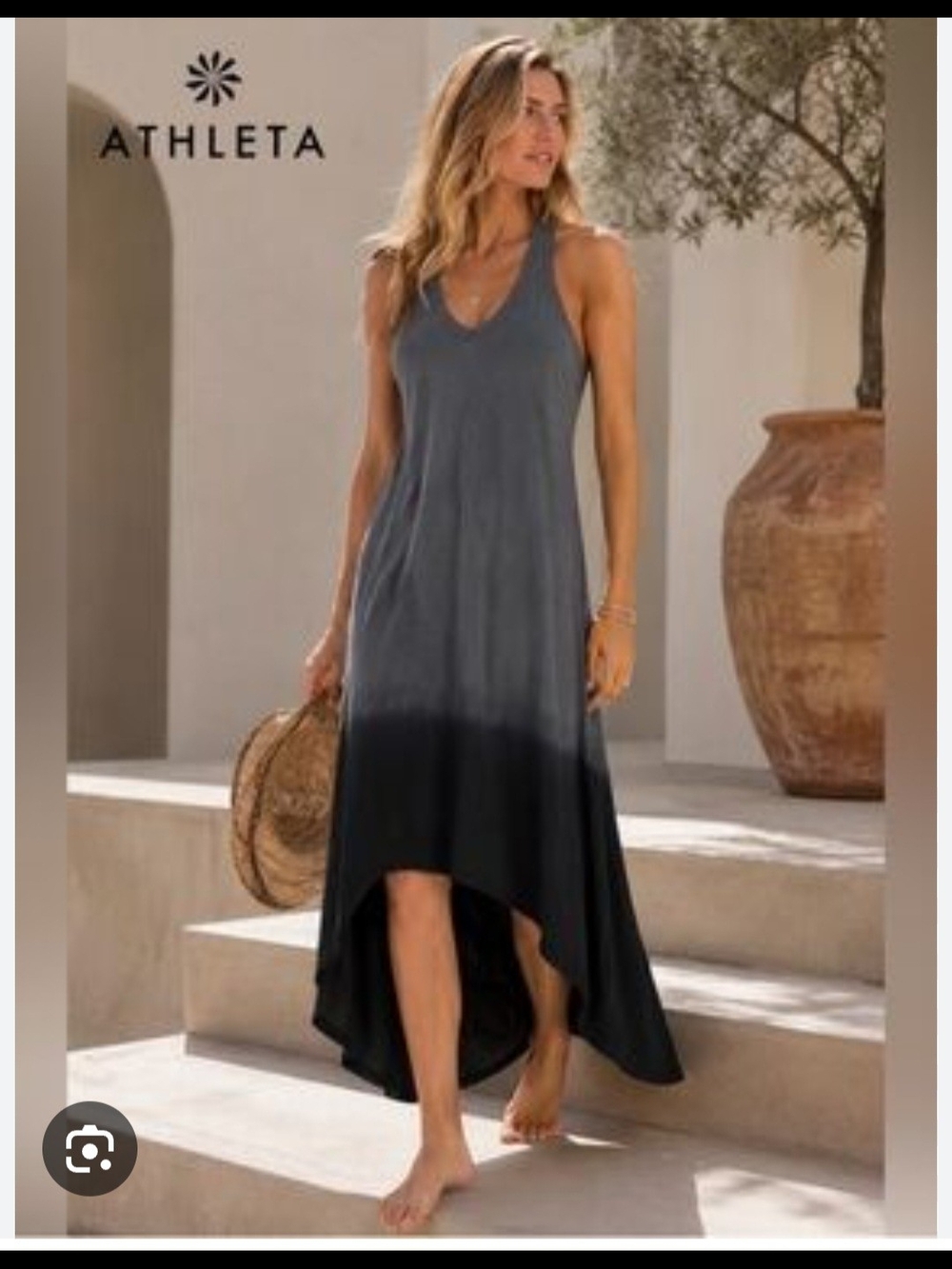 Athleta Women’s Grey to Black Ombre High-Low Maxi Dress
